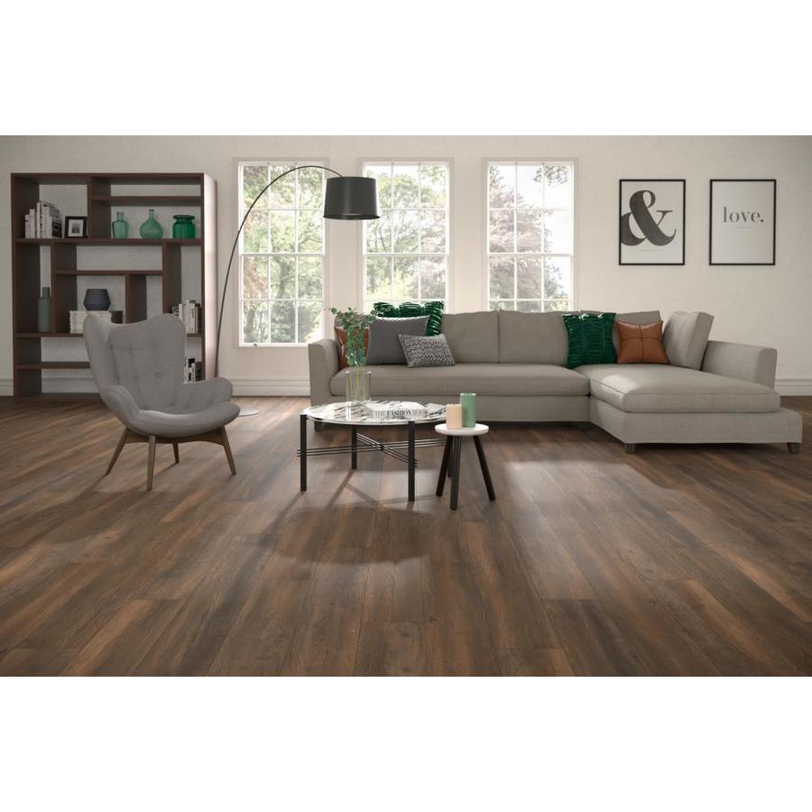 allen + roth Harbor Mill Oak Embossed Wood Plank Laminate Flooring Sample