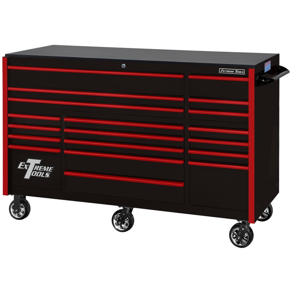 RX Series 72 in. 19 -Drawer Roller Cabinet Tool Chest in Black with Red Handles