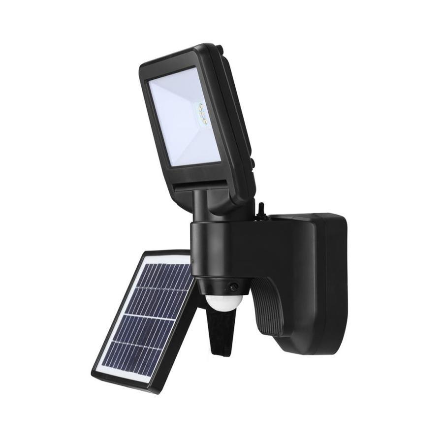 LINK2HOME Solar Outdoor Light 900-Lumen Black Low Voltage Solar LED Flood Light Motion Sensor