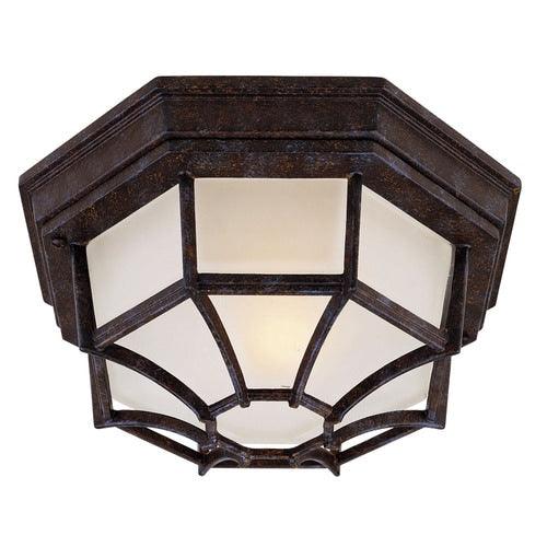 11-in W Rustic Bronze Outdoor Flush Mount Light