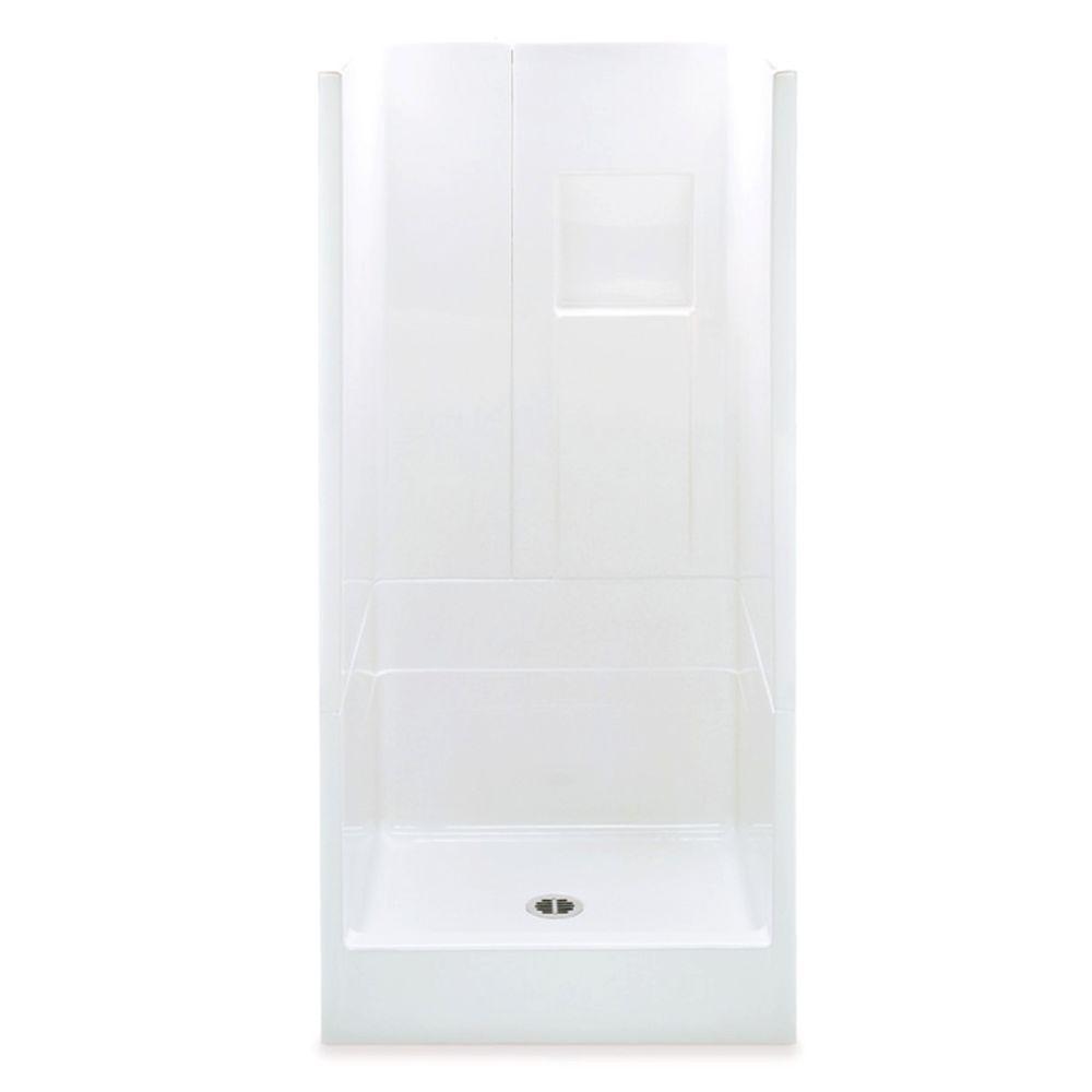 Varia 36 in. x 36 in. x 72.8 in. 3-Piece Shower Stall with Center Drain in White