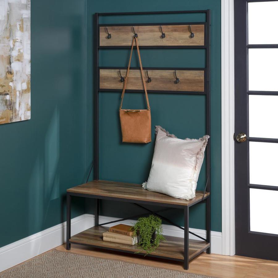 Walker Edison Rustic 40-in Rustic Oak Hall Tree