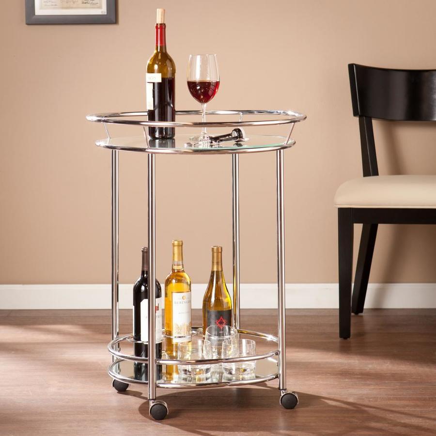 Boston Loft Furnishings Cratas 22.5-in x 29.75-in Chrome Round Cart Bar