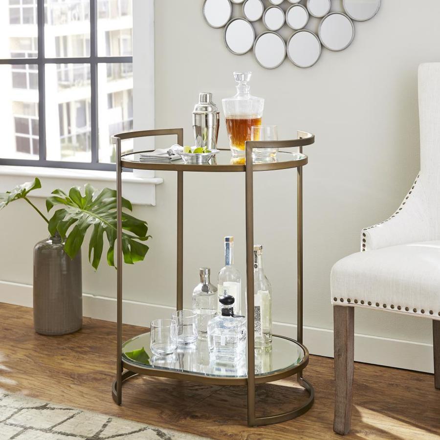 Boston Loft Furnishings Midaru 26-in x 32-in Gold Oval Cart Bar
