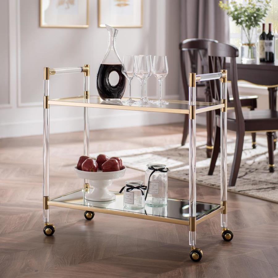 Boston Loft Furnishings Pidce 31.5-in x 32-in Gold Rectangle Cart Bar