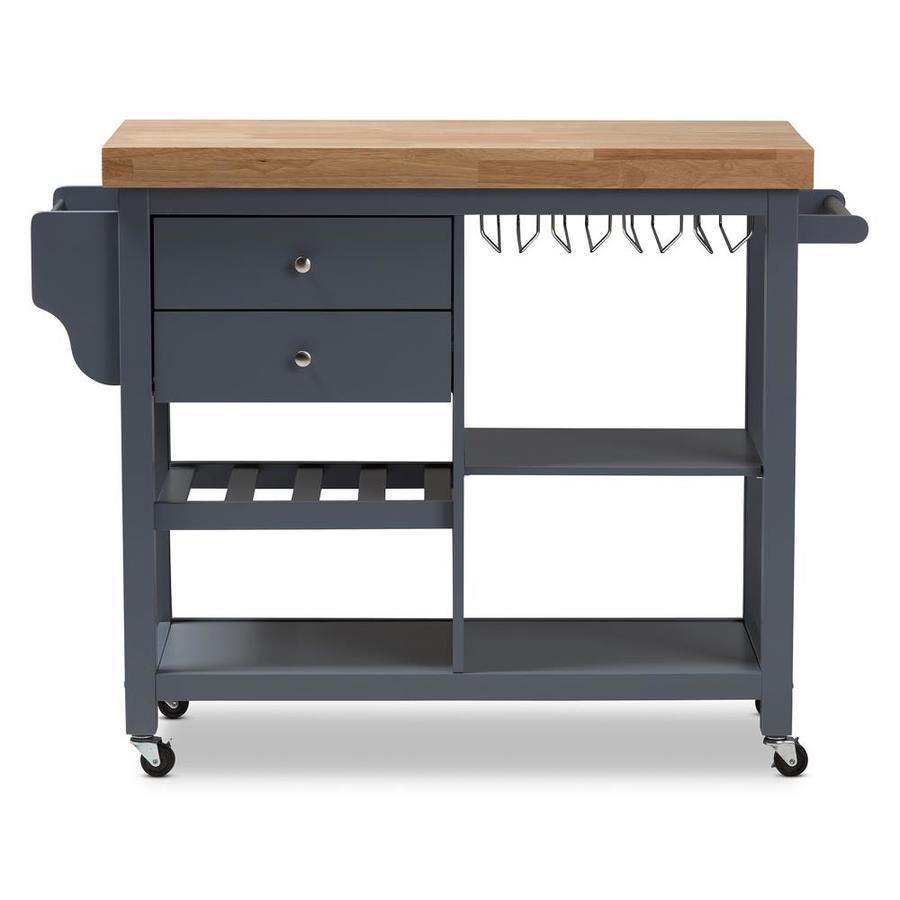 Baxton Studio Gray Wood Base with Composite Wood Top Kitchen Island (46.65-in x 17.72-in x 35.91-in)