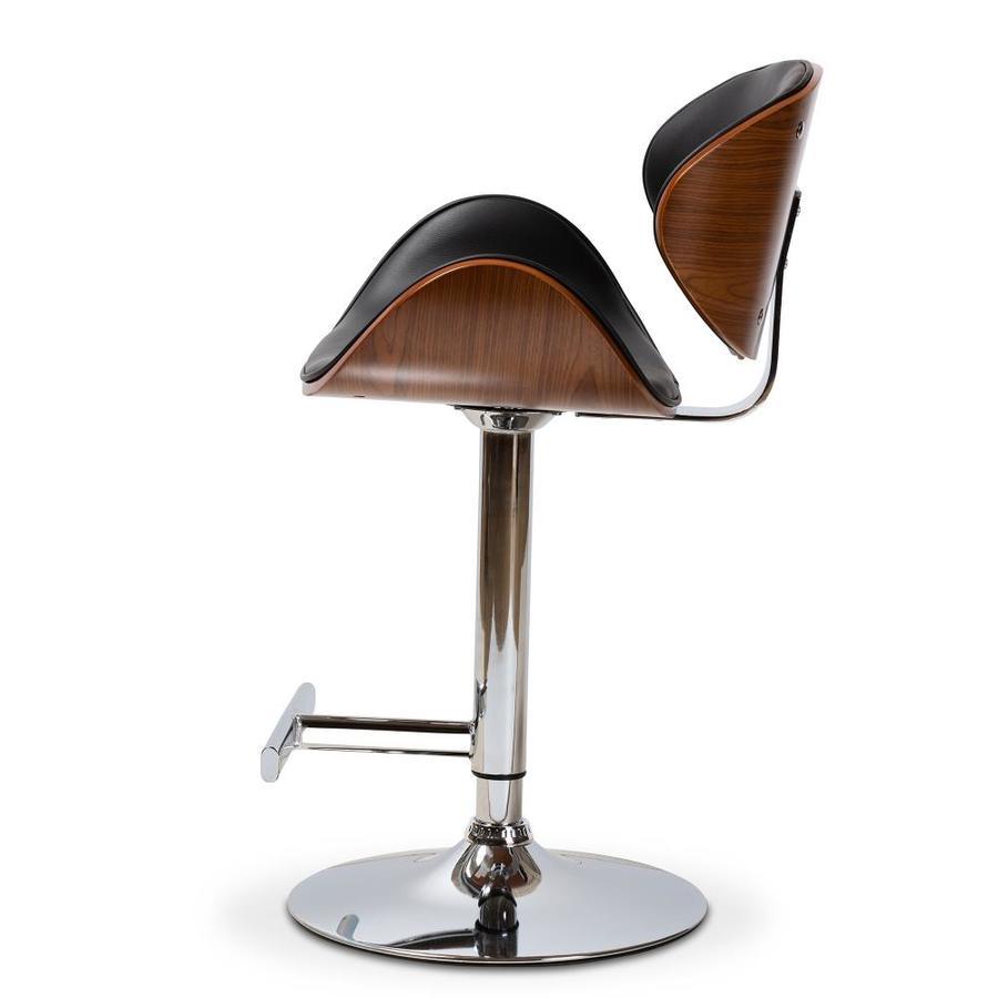 Baxton Studio Ambrosio Black Upholstered Swivel Bar Stool