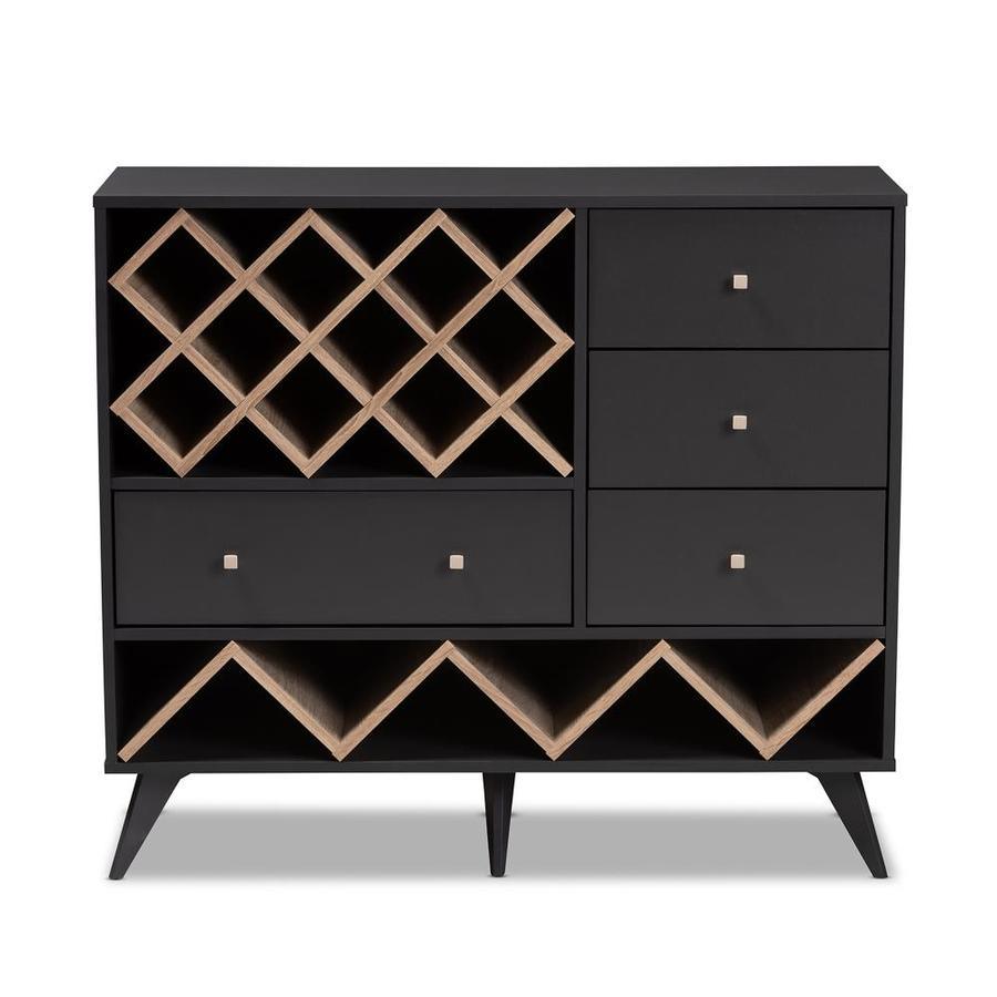 Baxton Studio Savino Wine Cabinet- Charcoal