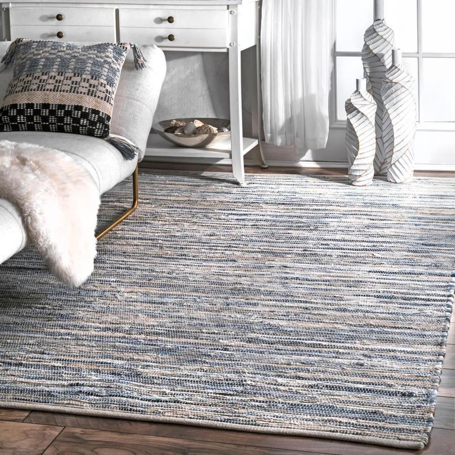 nuLOOM 6 x 9 Blue Indoor Stripe Handcrafted Area Rug