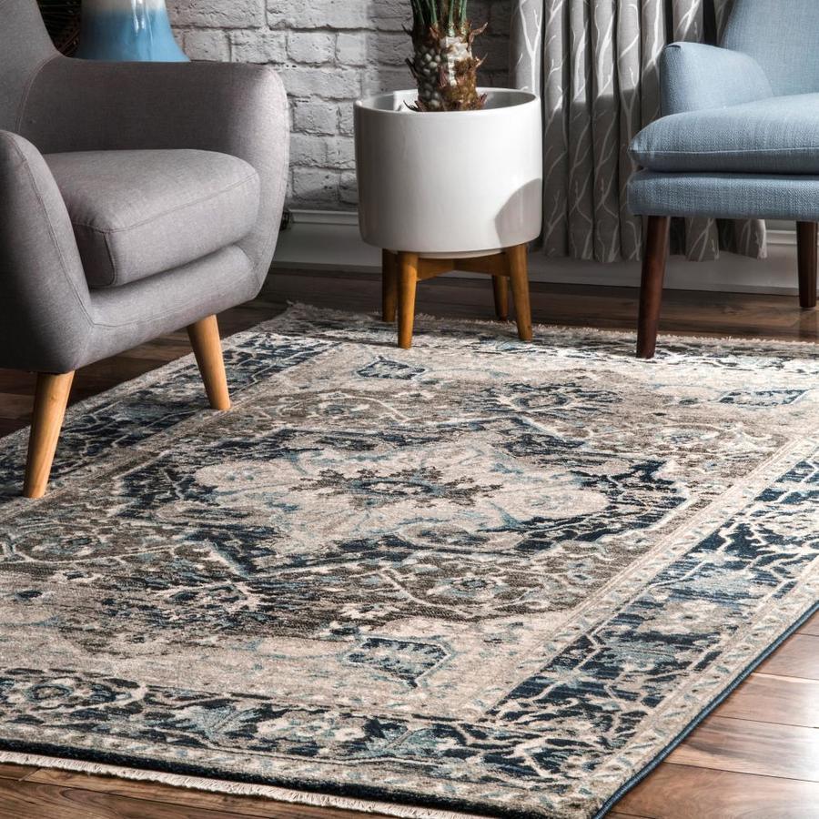nuLOOM 5 x 7 Blue Indoor Distressed/Overdyed Vintage Area Rug