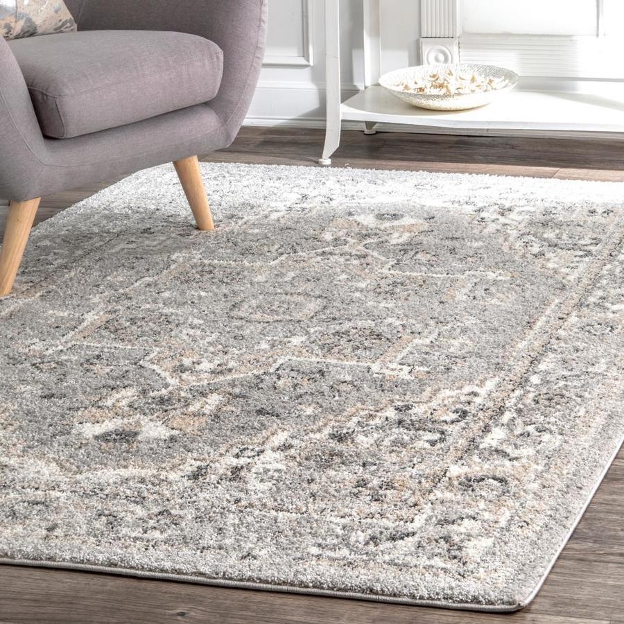 nuLOOM 8 x 10 Light Gray Indoor Medallion Vintage Area Rug