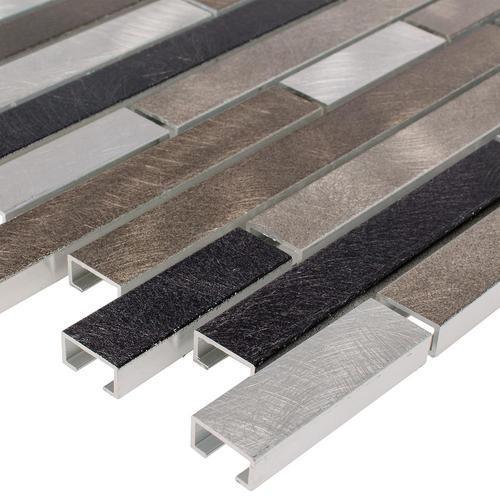 Elida Ceramica 6-in x 6-in Metal Linear Mosaic Tile Sample