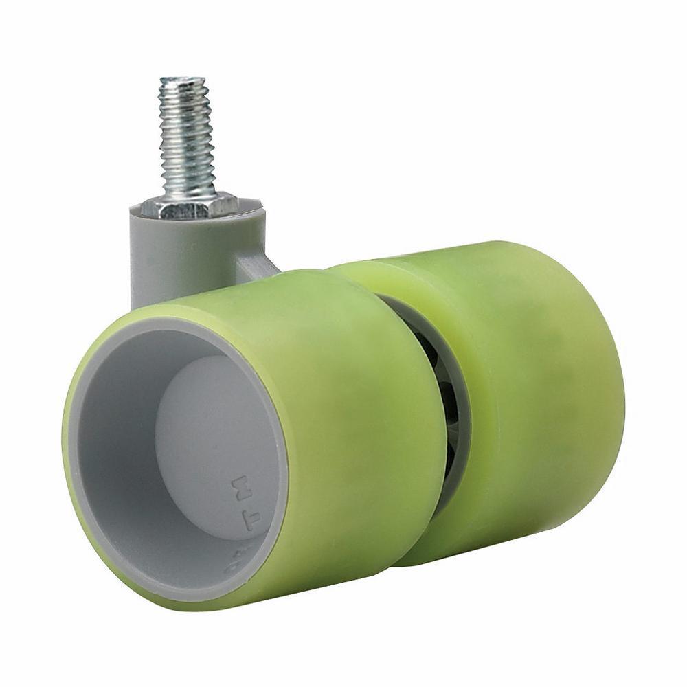 1-9/16 in. Green Swivel Without Brake Threaded Stem Caster, 77.2 lb. Load Rating