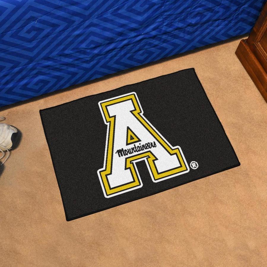 FANMATS Appalachian State Mountaineers 1-1/2-ft x 2-1/2-ft Black Rectangular Indoor Door Mat