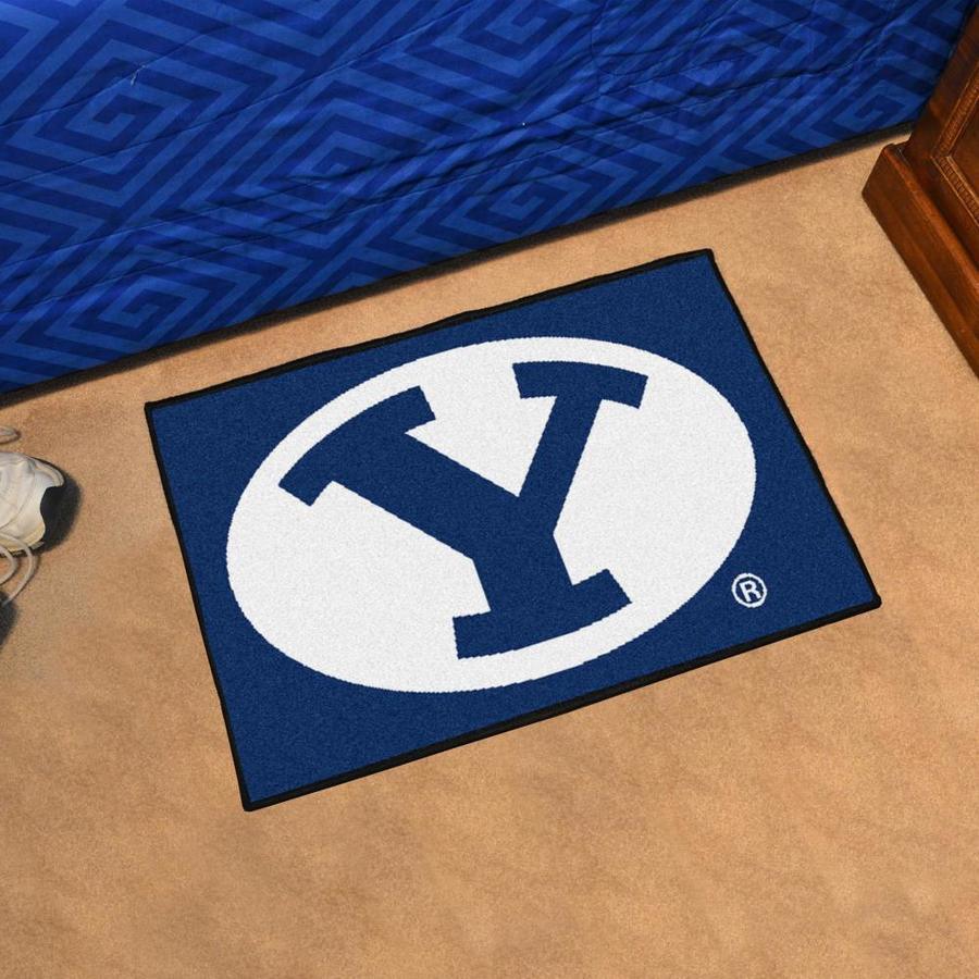 FANMATS Brigham Young Cougars 1-1/2-ft x 2-1/2-ft Blue Rectangular Indoor Door Mat