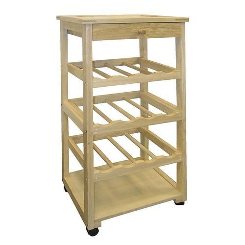 ORE International Brown Wood Base with Wood Top Kitchen Cart (11.5-in x 15.5-in x 32-in)