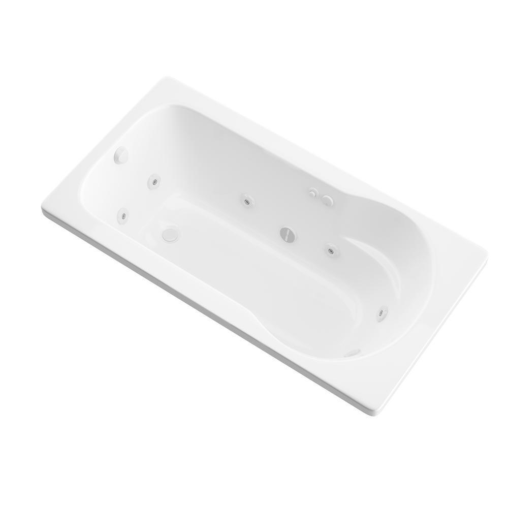 Zircon 5 ft. Right Drain Rectangular Drop-in Whirlpool Bathtub in White
