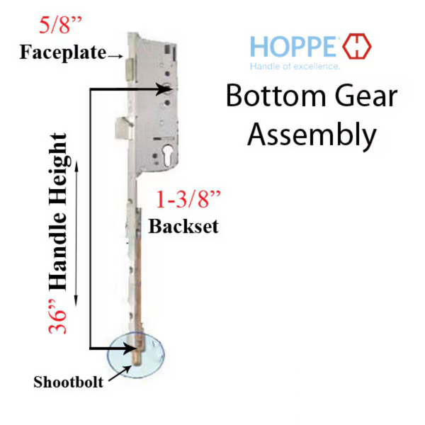 Hoppe Multipoint 1.38" Backset Manual Gear with Shootbolt