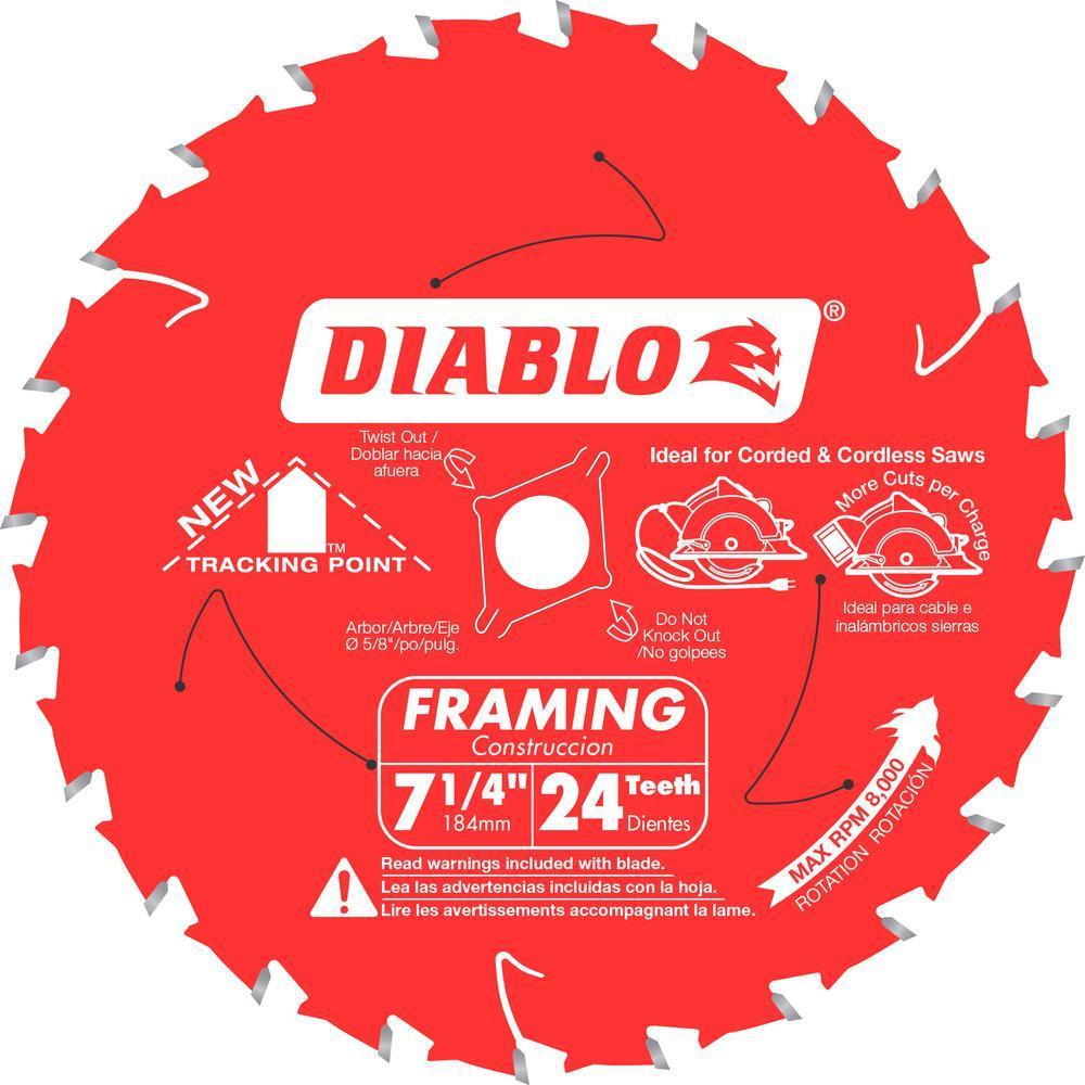 7-1/4 in. x 24-Teeth Tracking Point Framing Saw Blade