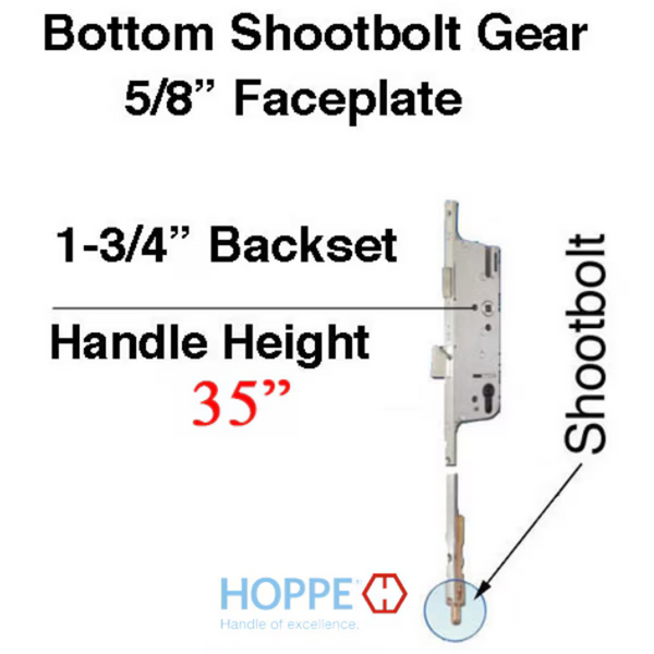 Hoppe Multipoint 16mm Manual Gear, 45/92 Shootbolt, 1" Deadbolt, 35" Handle Height