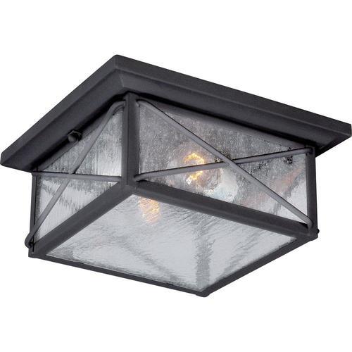 11.25-in W Textured Black Outdoor Flush Mount Light