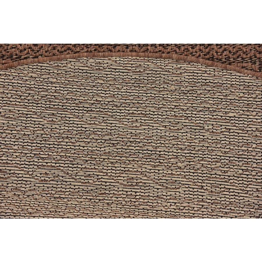 Unique Loom Links Outdoor 6 x 6 Brown/Black Round Indoor/Outdoor Stripe French Country Area Rug