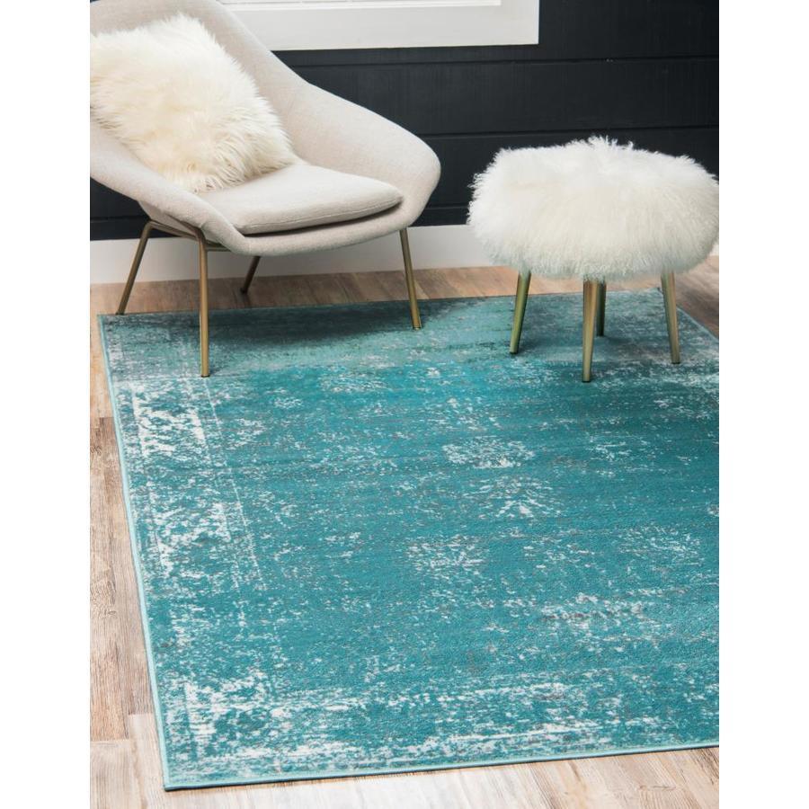 Unique Loom Casino Sofia 9 x 12 Turquoise/Ivory Indoor Medallion Vintage Area Rug
