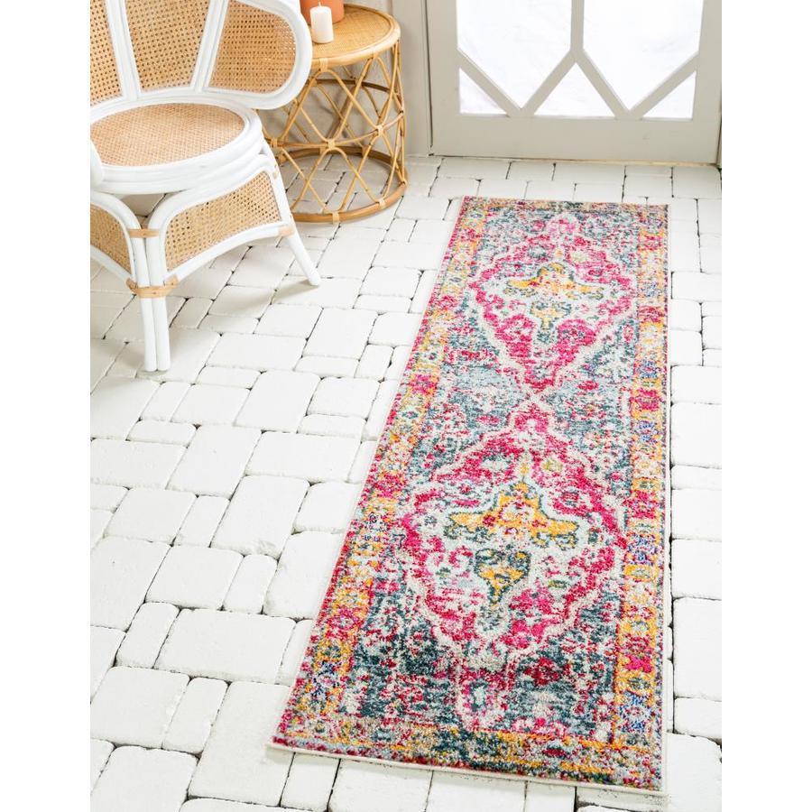 Unique Loom Haring Vita 2 x 7 Multi/Ivory Indoor Medallion Oriental Runner