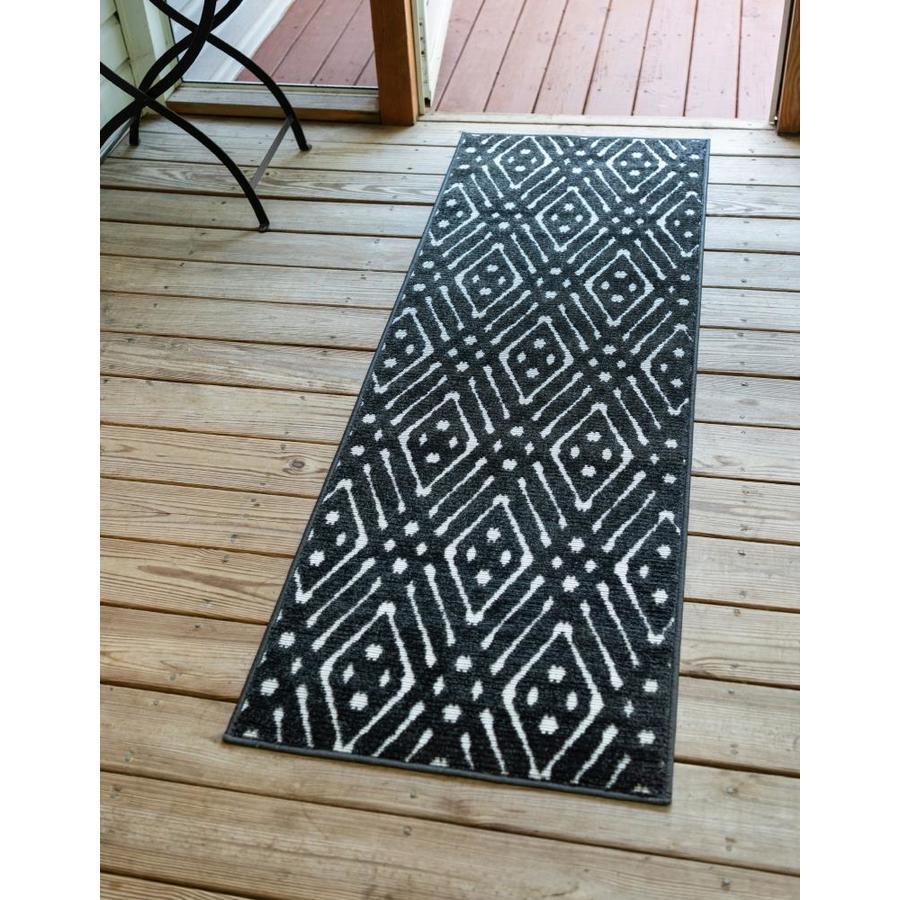 Unique Loom Ella Sabrina Soto Outdoor 2 x 6 Black Indoor/Outdoor Geometric French Country Runner
