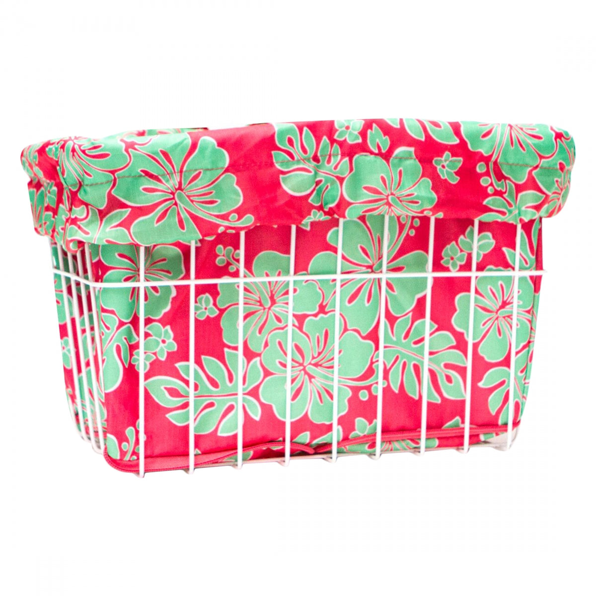 Cruiser Candy Style Up Bicycle Basket Liner Pink/Green Hibiscus Standard