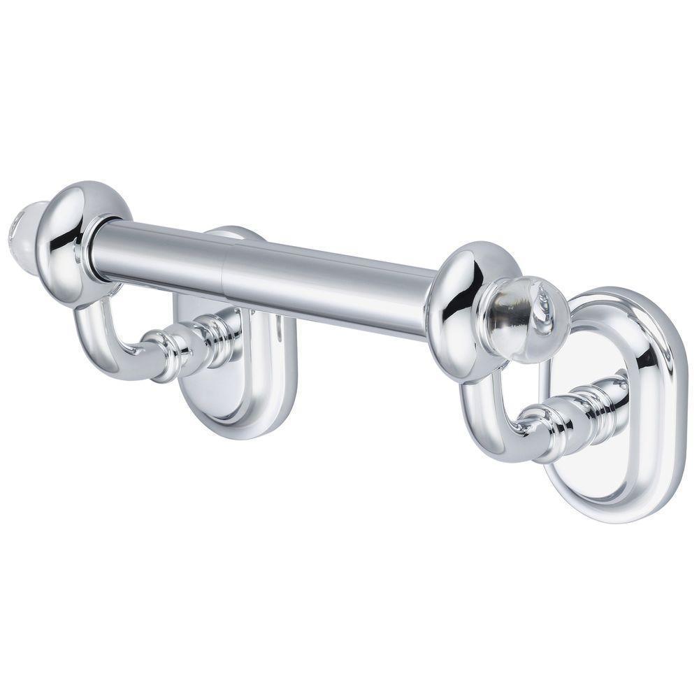Glass Series Double Post Toilet Paper Holder in Triple Plated Chrome