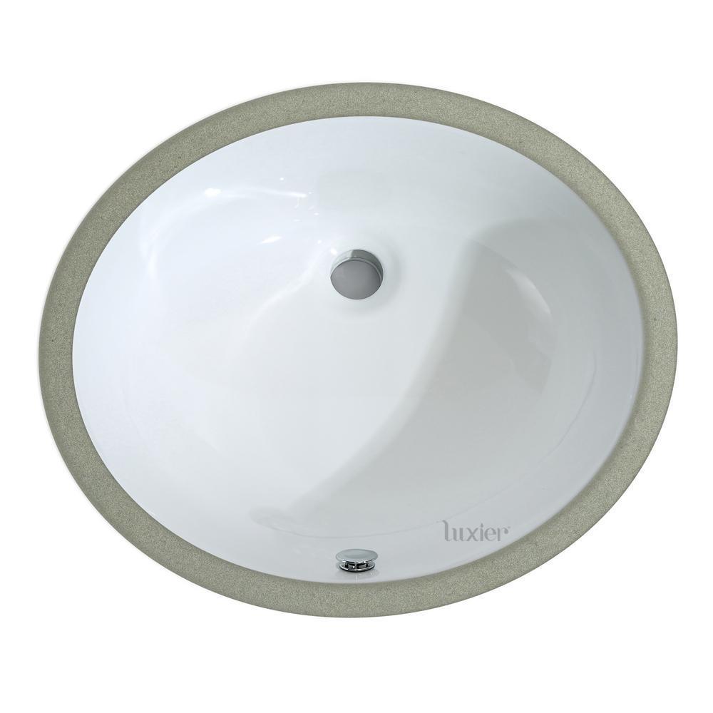 19-1/2 in. x 16 in. Oval Ceramic Undermount Bathroom Sink in White with Overflow