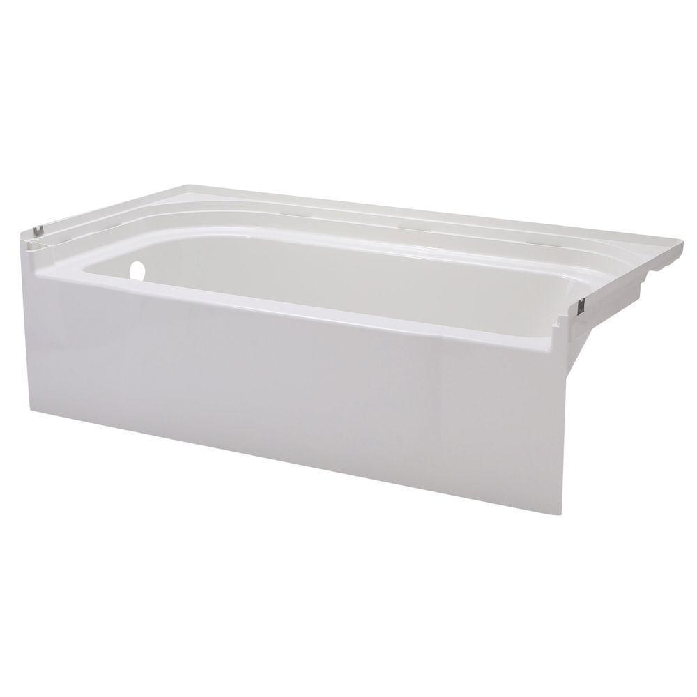 Accord 5 ft. Left Drain Rectangular Alcove Soaking Tub in White