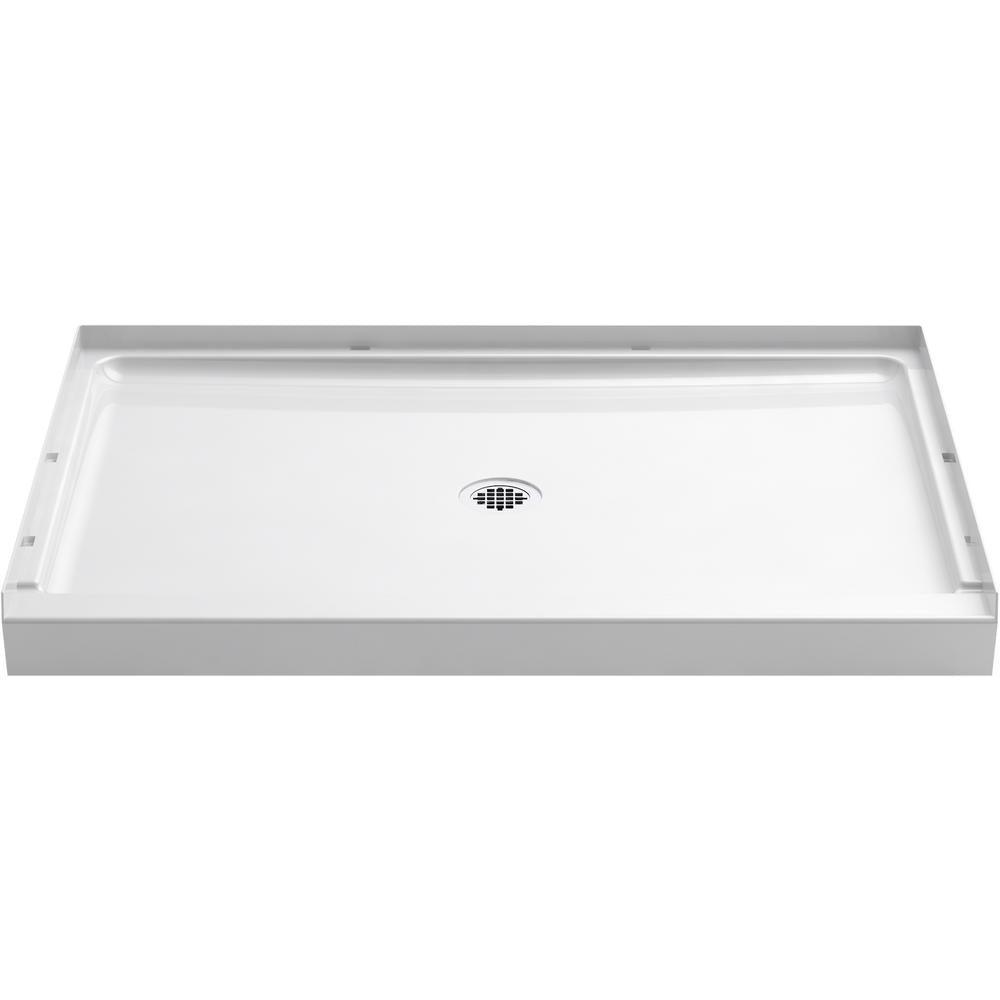 48 in. x 34 in. Single-Threshold Shower Base with Center Drain in White