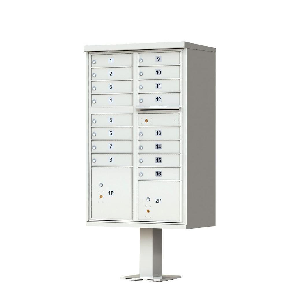 16-Mailboxes 1-Outgoing Mail Compartment 2-Parcel Lockers Pedestal Mount Cluster Box Unit