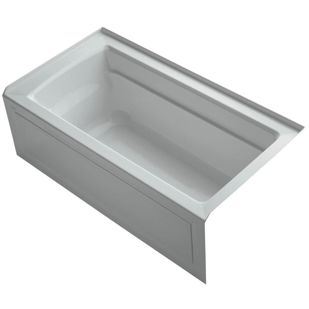 Archer 5 ft. Acrylic Right Hand Drain Rectangular Farmhouse Apron-Front Non-Whirlpool Bathtub in Ice Grey