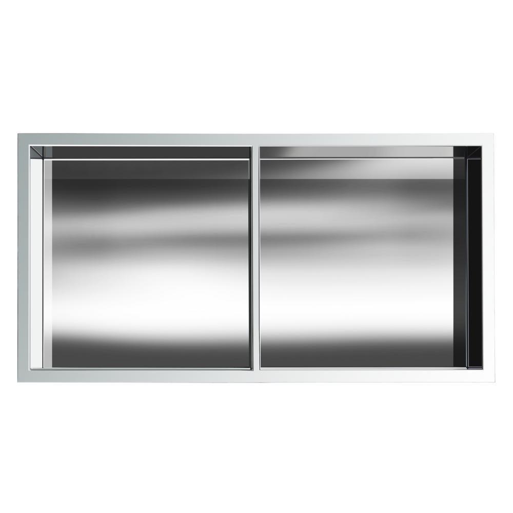 Showroom Series 12 in. x 24 in. SS Niche with Central Shelf in Polished Chrome