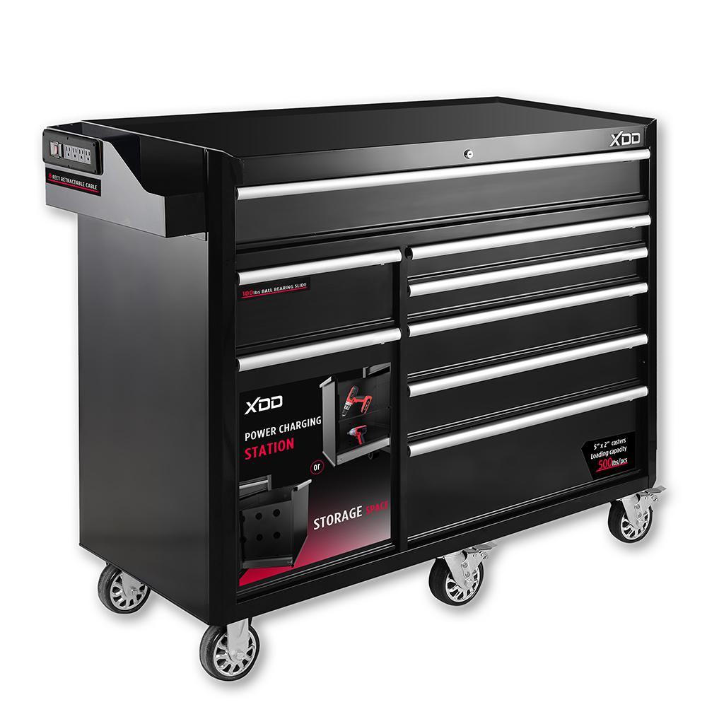 56 in. 8-Drawer Tool Chest Cabinet Mobile Workbench in Matte Black