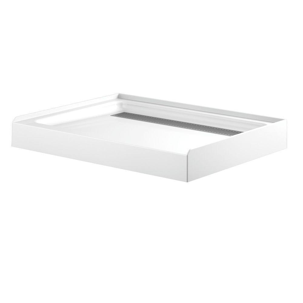48 in. x 36 in. Single Threshold Corner Shower Base in White