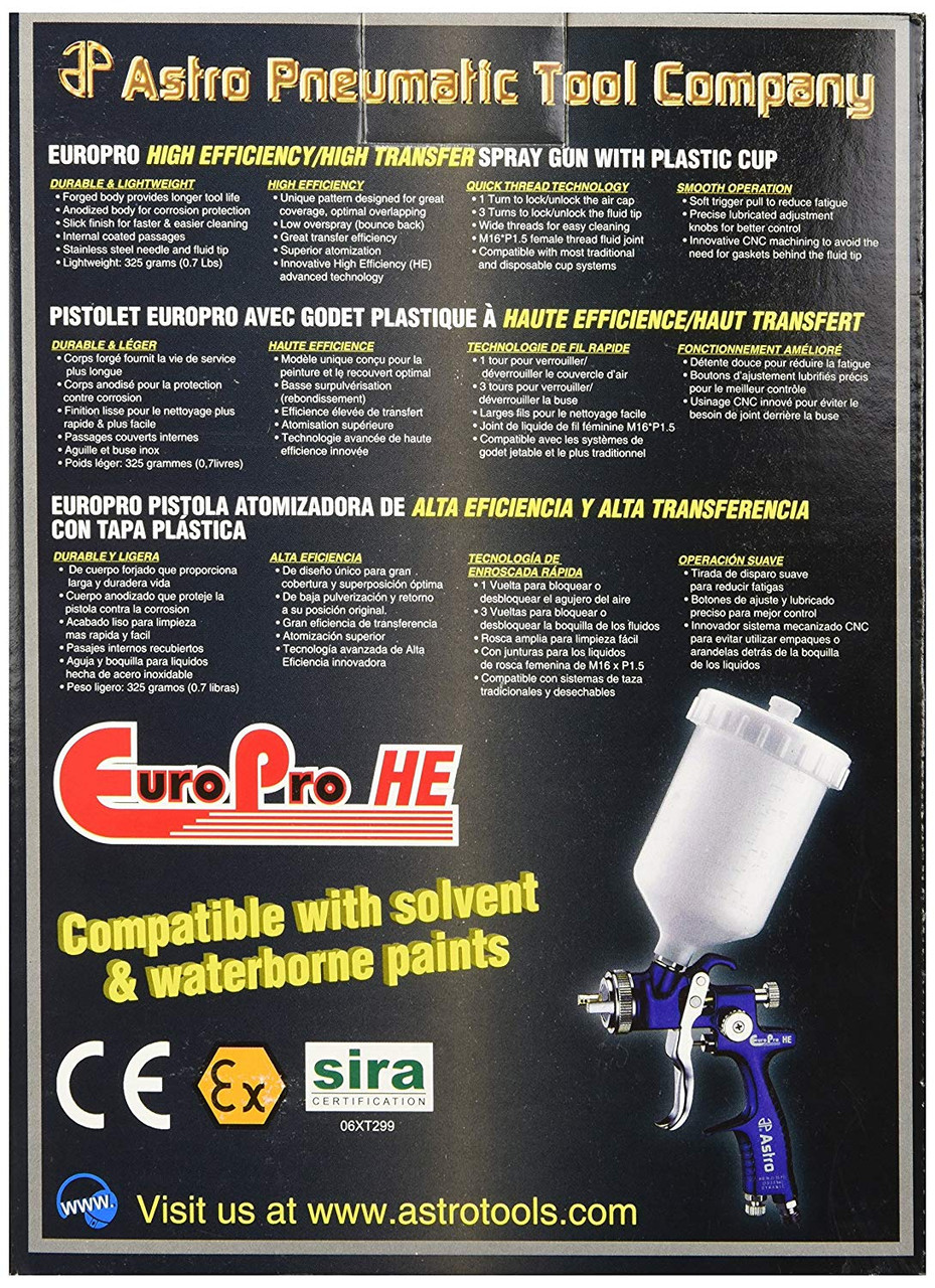 Astro Pneumatic EuroPro High Efficiency Transfer Spray Gun 1.3mm Nozzle (EUROHE103) - Image 2