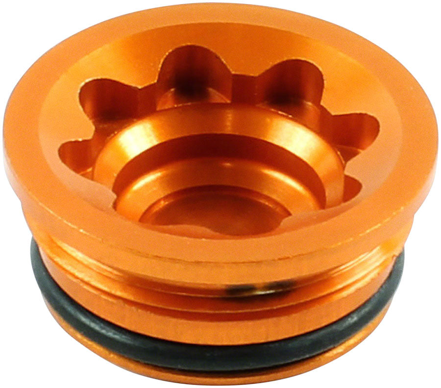 Hope V4 Small/E4 Bore Cap - Orange Aluminum, Gasket: Rubber Ring Included