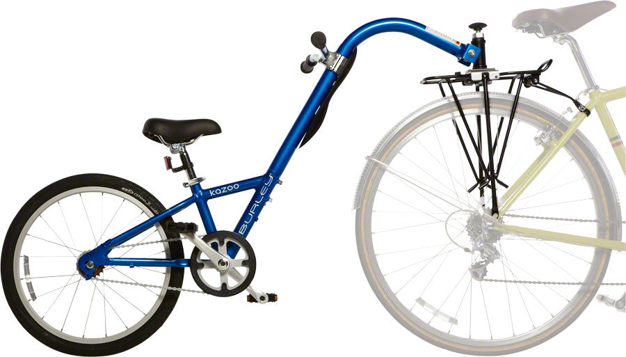 Burley Kazoo Single Speed Trailercycle: Blue 20" Wheel With Moose Rack