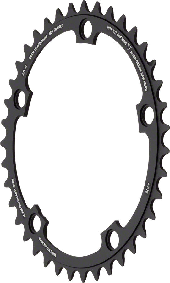 SRAM Chainring 39t 130 BCD 10-Speed Aluminum Red Hidden Bolt Use with 53T