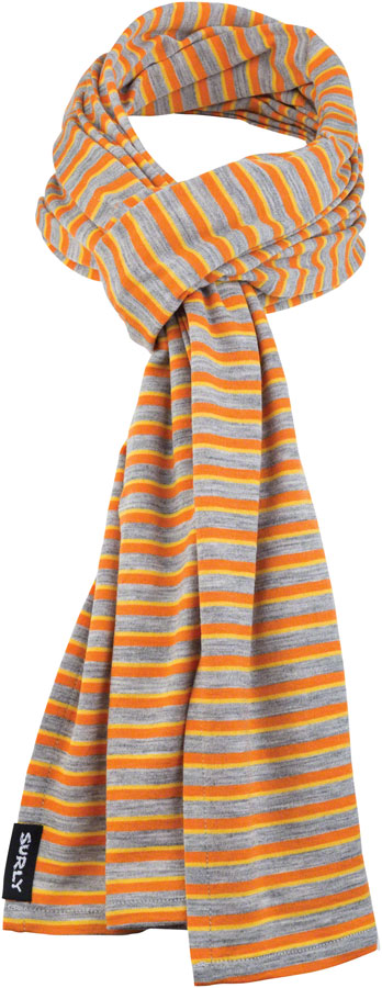 Surly Merino Wool Scarf: Gray/Orange/Yellow One Size