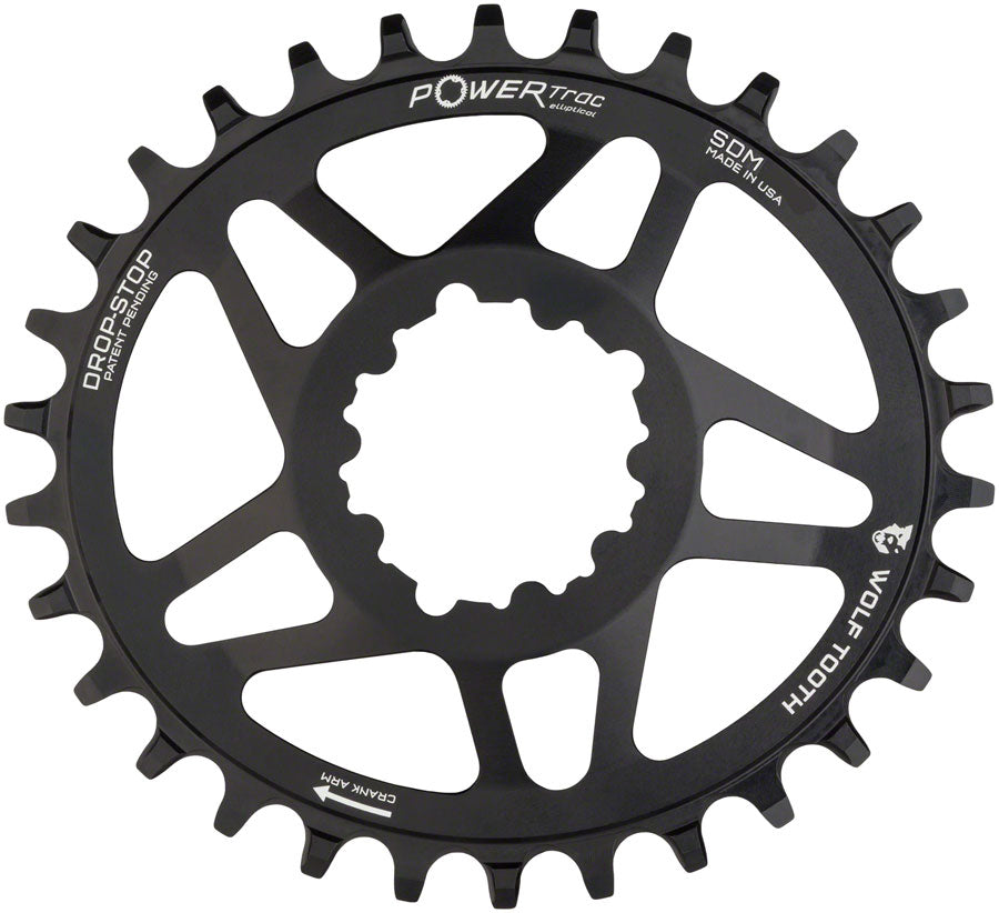 Wolf Tooth SRAM Elliptical Chainring 28t Direct Mount 6mm Offset Aluminum Black