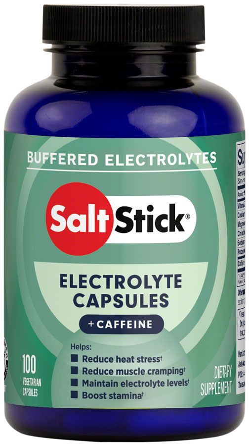 SaltStick Caps Plus Bottle of 100 30mg Caffiene Gluten Free Vegetable Based