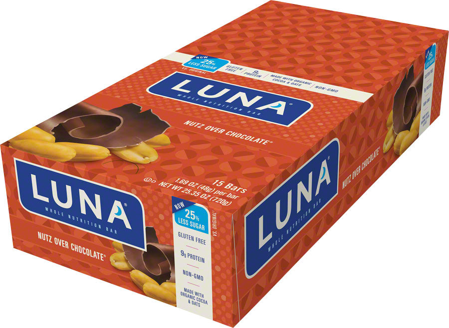 Clif Luna Energy Bar Non GMO and Gluten Free: Nutz Over Chocolate Box of 15