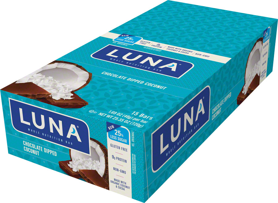 Clif Luna Bar Dipped Chocolate Coconut Box of 15 Gluten Free and Non-GMO