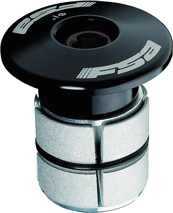 FSA Compressor 1" Black Expander Plug and Top Cap for Carbon Steerer Tubes