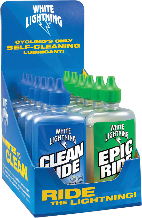White Lightning Clean Ride & Epic Ride Bike Chain Lube 4 fl oz, Drip, Box of 12